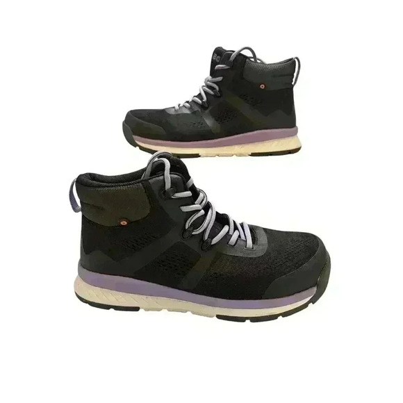 Bogs Sandstone Knit Mid TR Women's 9 Black Purple Composite Safety Toe Work Boot - Picture 3 of 12
